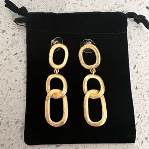 Kenneth Jay Lane Open Link Drop Gold Earrings
